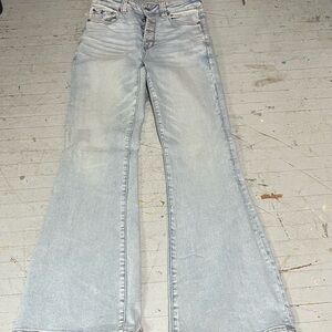 American Eagle Outfitters Blue Flare Wide Leg Jeans